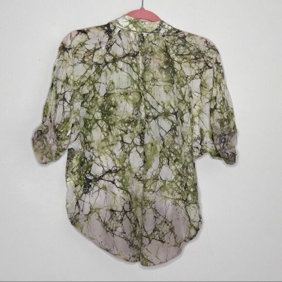 Revolve Fifteen Twenty Silk pajama style Sheer Natural Print Top Small - Picture 13 of 16